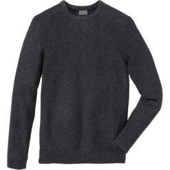 Sweter w strukturalny wzór z bawełny z recyclingu Regular Fit bonprix antracytowy melanż. Szare swetry męskie bonprix, s, bez wzorów, z bawełny, bez kołnierzyka, bez kaptura. Za 37,99 zł.