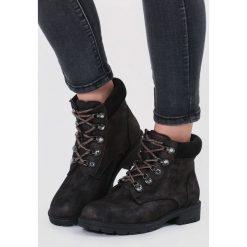 Khaki Traperki Glam Night. Brązowe buty zimowe damskie marki vices, z materiału, z okrągłym noskiem, na obcasie. Za 119,99 zł.