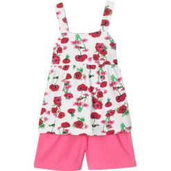 Długi top + szorty (2 części) bonprix biel wełny - różowy. Białe bluzki dziewczęce marki bonprix, z nadrukiem, z wełny. Za 44,99 zł.
