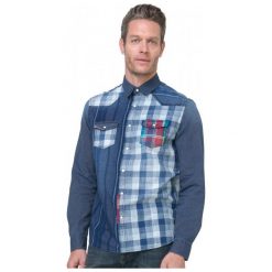 Desigual Koszula Męska Harrisburg M Niebieski. Niebieskie koszule męskie Desigual, m, bez wzorów, bez kołnierzyka, bez rękawów. W wyprzedaży za 202,00 zł.