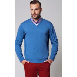 Sweter Robin Niebieski. Niebieskie swetry męskie LANCERTO, na wiosnę, s, bez wzorów, z bawełny, klasyczne. W wyprzedaży za 149,90 zł.