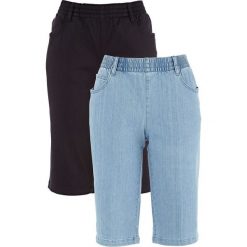 Bermudy ze stretchem (2 pary) bonprix czarny + niebieski "bleached". Czarne szorty damskie bonprix. Za 109,98 zł.
