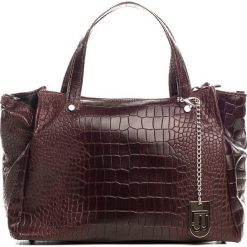 Shopper bag damskie: Skórzana torebka w kolorze bordowym – 40 x 22 x 17 cm