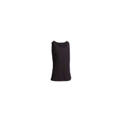 Top Gym & Pilates 100 damski. Czarne topy damskie NYAMBA, xl, bez wzorów, z bawełny, bez kołnierzyka. Za 19,99 zł.