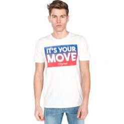 Jack & Jones Zap Koszulka Biały. Białe podkoszulki męskie xxl, z nadrukiem, z bawełny. Za 88,95 zł.