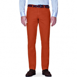 Spodnie Ceglaste Chino Soho. Czerwone chinosy męskie LANCERTO, w kolorowe wzory, z bawełny. W wyprzedaży za 149,90 zł.