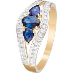 Złoty pierścionek z diamentami i szafirami. Szare pierścionki damskie Diamond & Co, z szafirem, złote. W wyprzedaży za 879,95 zł.