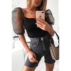 Bluzka damska RUMINA. Czarne bluzki damskie Bluzka damska RUMINA, s, bez wzorów, bez kołnierzyka, bez rękawów. W wyprzedaży za 49,00 zł.
