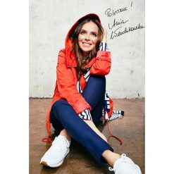Stylowa kurtka z kapturem. Czerwone kurtki damskie Moodo, s, z nadrukiem, z bawełny, eleganckie, długie. Za 149,99 zł.
