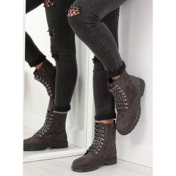 Botki workery szare 061-27-1 GREY. Szare botki damskie z zamszu, klasyczne, na sznurówki. Za 117,92 zł.