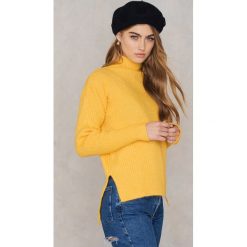 Golfy damskie: Trendyol Sweter z golfem i rozcięciami po bokach – Yellow