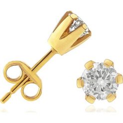 Kolczyki damskie: Piękne Złote Kolczyki – złoto żółte 585, Brylant 0,50ct