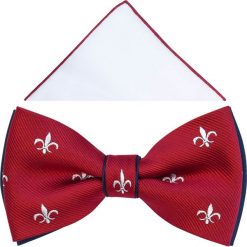 Czerwona mucha w ornamenty - lilijki harcerskie A314. Czerwone muszki męskie Modini Moda Męska, na co dzień, bez wzorów, z poliesteru, eleganckie. W wyprzedaży za 49,50 zł.