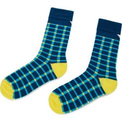 Skarpety Wysokie Unisex CUP OF SOX - Błękitno-Kobaltowe Skarpety W Kratę A Granatowy Kolorowy. Niebieskie skarpetki damskie marki Cup of sox, bez wzorów, z elastanu. Za 24,00 zł.