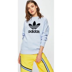 Adidas Originals - Bluza. Niebieskie bluzy damskie adidas Originals, z nadrukiem, z bawełny, bez rękawów, bez kaptura. W wyprzedaży za 219,90 zł.