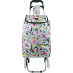 Shopper bag damskie: Torba „Oural” w kolorze srebrnym ze wzorem na zakupy – 35 x 92 x 28 cm