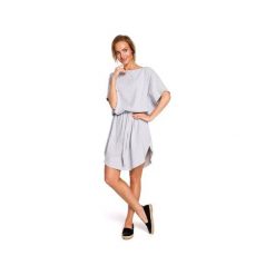 M433 Bawełniana sukienka mini z paskiem szara. Szare sukienki damskie Moe, s, bez wzorów, z elastanu, bez kołnierzyka, bez rękawów, mini, oversize. Za 159,00 zł.