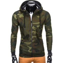 BLUZA MĘSKA ROZPINANA Z KAPTUREM B741 - ZIELONA/MORO. Zielone bluzy męskie rozpinane marki Ombre Clothing, m, moro, z bawełny, z kapturem. Za 69,00 zł.