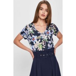 Answear - Top Secret Garden. Niebieskie bluzki damskie ANSWEAR, s, w kwiaty, z elastanu, bez kołnierzyka. W wyprzedaży za 24,90 zł.