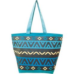Torba plażowa "Ethnique" z kolorowym wzorem - 35 x 58 x 23 cm. Zielone torby damskie na zakupy Le Comptoir de la Plage, w kolorowe wzory, z tworzywa sztucznego. W wyprzedaży za 38,95 zł.