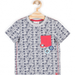 Koszulka. Szare t-shirty chłopięce FAST, z nadrukiem, z elastanu, z krótkim rękawem. Za 29,90 zł.