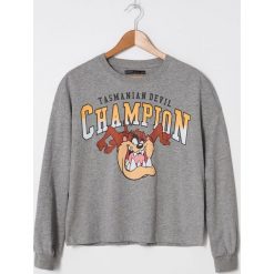 Koszulka oversize z nadrukiem Looney Tunes - Szary. Szare koszulki damskie House, s, z nadrukiem, bez kołnierzyka, bez rękawów. Za 49,99 zł.