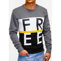 Bluza męska bez kaptura z nadrukiem B928 - grafitowa. Szare bluzy męskie Ombre Clothing, s, z nadrukiem, z bawełny, z kapturem, bez rękawów, bez kaptura. Za 39,00 zł.
