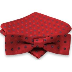 Czerwona Mucha w Kwiatki + Poszetka, Męska MUALTS0096. Czerwone muszki męskie Alties, na imprezę, w paski, eleganckie. Za 39,00 zł.