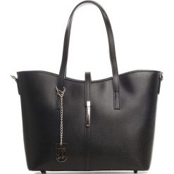 Shopper bag damskie: Skórzany shopper bag w kolorze czarnym – 40 x 14 x 27 cm