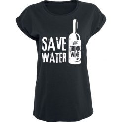Bluzki asymetryczne: Save Water Drink Wine Koszulka damska czarny