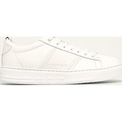 Emporio Armani - Buty skórzane. Białe sneakersy męskie Emporio Armani, ze skóry, na sznurówki. Za 1029,00 zł.