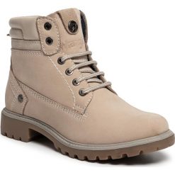 Trapery WRANGLER - Creek WL92500A Cream 182. Brązowe trapery damskie Wrangler, ze skóry. W wyprzedaży za 279,00 zł.