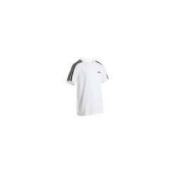 Koszulka chłopięca z 3 paskami adidas biała. Białe t-shirty chłopięce Adidas, w paski, z bawełny, bez rękawów. Za 69,99 zł.