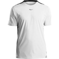 Koszulka do biegania męska SAUCONY UV LITE SHORT SLEEVE / SAM800179-WH. Koszulki męskie Saucony, m, bez wzorów, bez kołnierzyka, bez rękawów, do biegania. Za 159,99 zł.