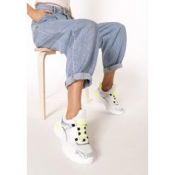 Biało-Limonkowe Sneakersy Whitfall. Białe sneakersy damskie Born2be. Za 99,99 zł.