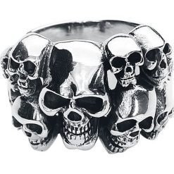 EtNox Hard and Heavy Skulls Pierścień srebrny. Szare sygnety męskie marki etNox Hard and Heavy, srebrne. Za 99,90 zł.