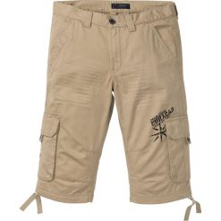 Długie bermudy bojówki Loose Fit bonprix beżowy. Brązowe spodenki i szorty męskie bonprix, m, bez wzorów, długie. Za 109,99 zł.