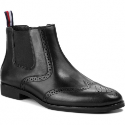 Sztyblety TOMMY HILFIGER - Dressy Casual Leathe FM0FM01749 Black 990. Czarne sztyblety męskie TOMMY HILFIGER, z materiału. Za 649,00 zł.