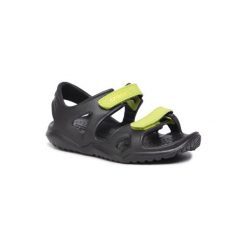 CROCS 204988-09W. Czarne klapki chłopięce Crocs, ze skóry ekologicznej. Za 109,99 zł.