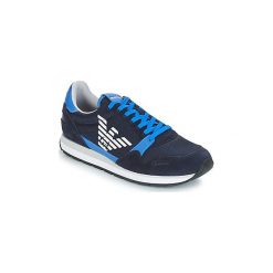 Buty Emporio Armani X4X215-XL198. Niebieskie trampki męskie Emporio Armani, bez wzorów, bez zapięcia. Za 594,20 zł.