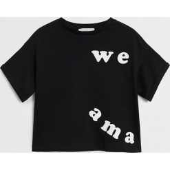 Mango Kids - T-shirt dziecięcy Amazing 116-164 cm (2-pack). Czarne bluzki dziewczęce Mango Kids, z nadrukiem, z bawełny, z okrągłym kołnierzem, z krótkim rękawem, krótkie, bez kaptura. Za 59,90 zł.