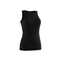 Top z wszytym stanikiem Gym & Pilates 900 damski. Czarne topy damskie DOMYOS, xs, bez wzorów, z elastanu, bez kołnierzyka. Za 74,99 zł.