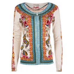 Desigual Sweter Damski Manuela S Wielokolorowy. Szare swetry damskie Desigual, s, bez wzorów, eleganckie, bez rękawów, bez kaptura. W wyprzedaży za 377,00 zł.