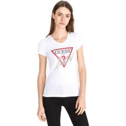 Guess Icon Koszulka Biały. Białe koszulki damskie Guess, s, z nadrukiem, z elastanu. Za 175,95 zł.