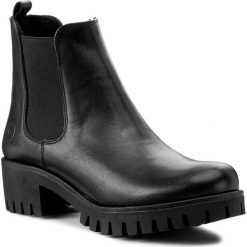 Botki KARINO - 1426/076-F Czarny. Czarne botki damskie na obcasie marki Karino, z materiału. W wyprzedaży za 219,00 zł.