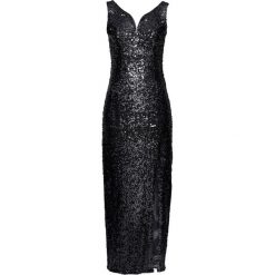 Sukienka z cekinami bonprix czarny. Czarne sukienki damskie bonprix, bez wzorów, eleganckie, z dekoltem w serek, bez rękawów. Za 101,99 zł.