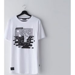 Koszulka z graficznym nadrukiem - Biały. Białe koszulki męskie Cropp, s, z nadrukiem, bez kołnierzyka, bez rękawów. Za 35,99 zł.