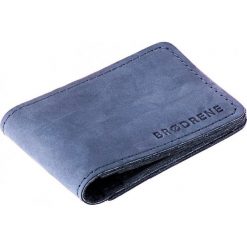 Skórzany cienki portfel slim wallet BRODRENE SW02N granatowy - Granatowy. Niebieskie portfele męskie Brødrene, bez wzorów, ze skóry. Za 79,99 zł.