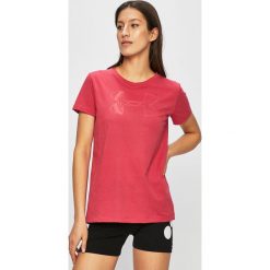 Under Armour - Top. Szare bluzki damskie Under Armour, s, z nadrukiem, z bawełny, z krótkim rękawem. W wyprzedaży za 59,90 zł.