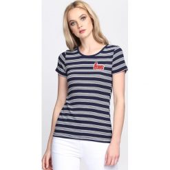 Bluzki, topy, tuniki: Granatowo-Biały T-shirt See Love